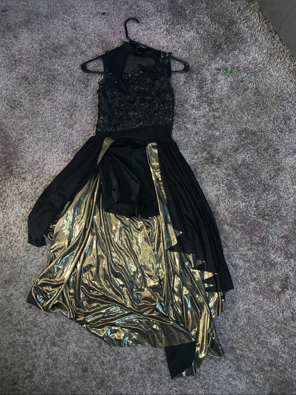 Black and Gold rose detailed dance costume